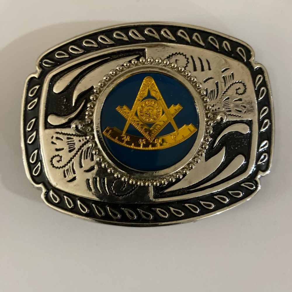 Silver and Gold Masonic Belt Buckle